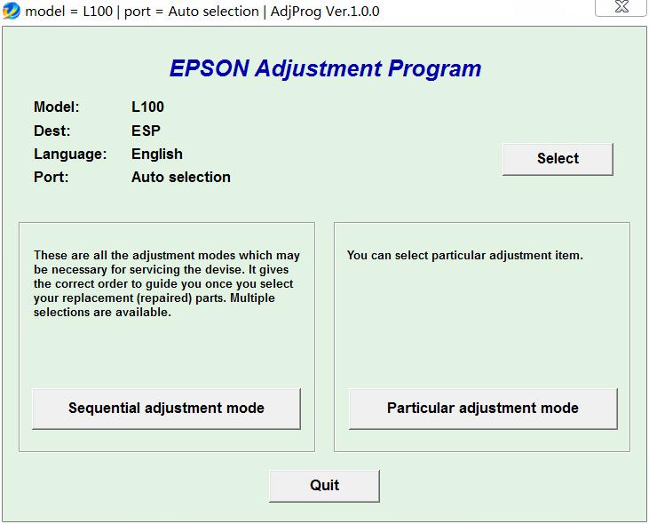 爱普生Epson L100 清零软件(图)
