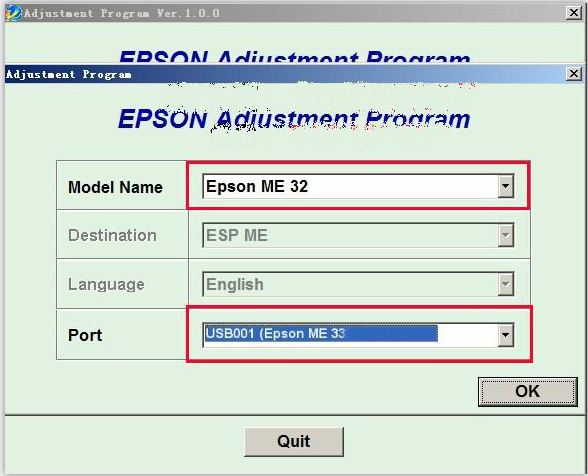 Epson ME 33 清零软件